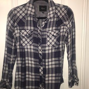 Blue & white plaid Rails flannel